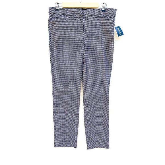 NWT Cynthia Rowley Black White Checkered Gingham Stretchy Business Pants - Picture 1 of 9